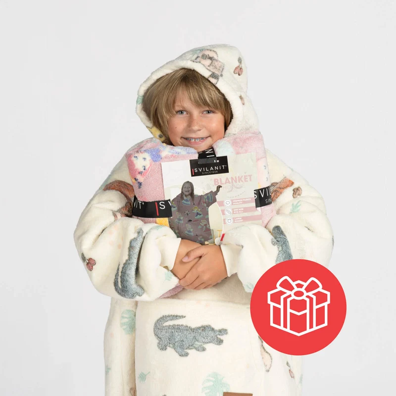 Hoodie - Kinder Kapuzendecke + Geschenk: Socken