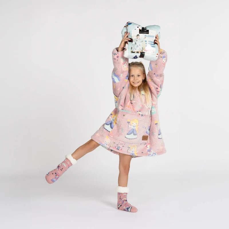 Hoodie - Kinder Kapuzendecke + Geschenk: Socken