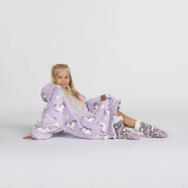 Hoodie - Kinder Kapuzendecke + Geschenk: Socken
