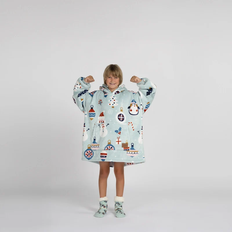 Hoodie - Kinder Kapuzendecke + Geschenk: Socken
