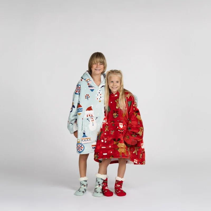 Hoodie - Kinder Kapuzendecke + Geschenk: Socken