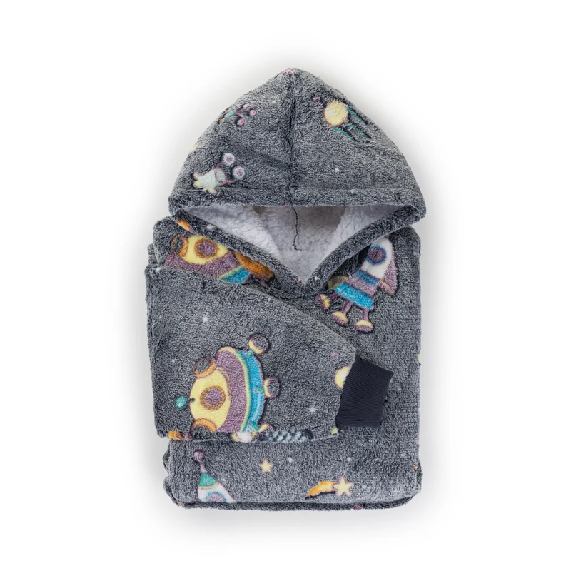 Hoodie - Kinder Kapuzendecke + Geschenk: Socken
