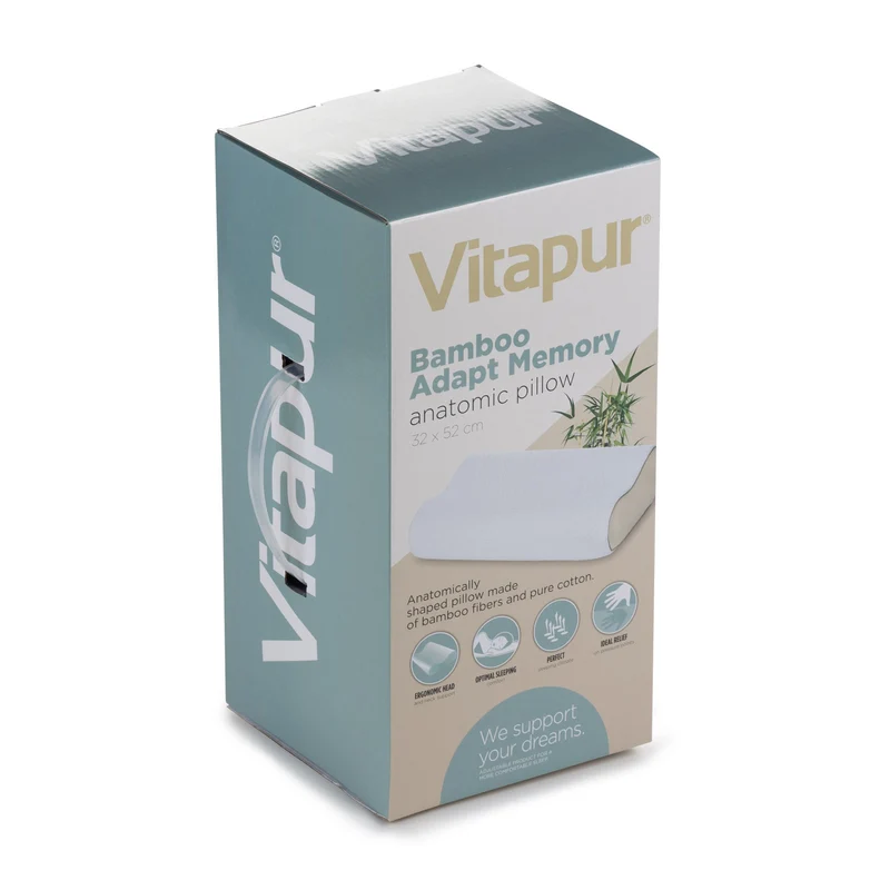Anatomisches Memory-Foam-Kissen Vitapur BambooAdapt Memory – 52 x 32 cm