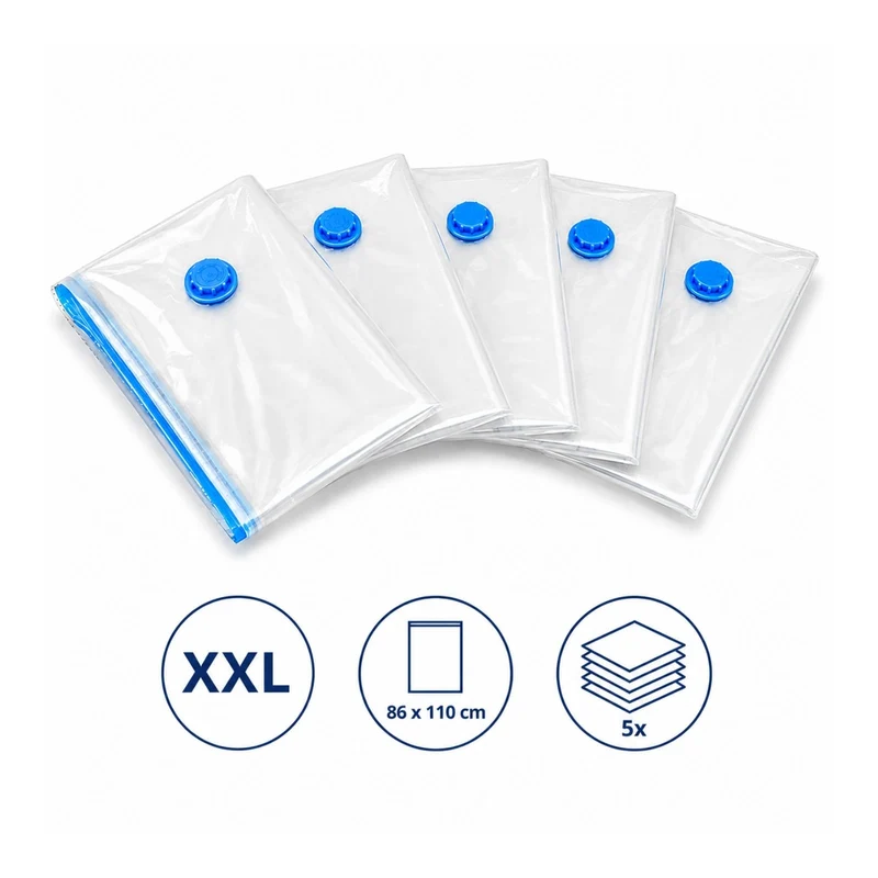 Vakuumbeutel für Kleidung XXL 5-in-1 und Handpumpe
