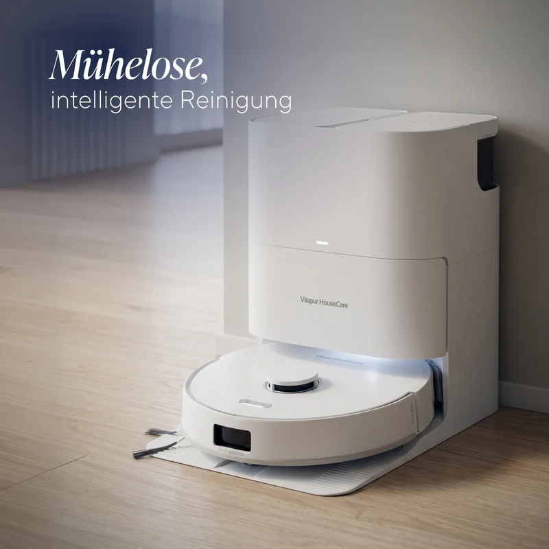 Saugroboter für Trocken- und Nassreinigung mit Selbstreinigungsstation inkl. Mopp-Reinigung SmartClean All-in-One-Station PRO Series