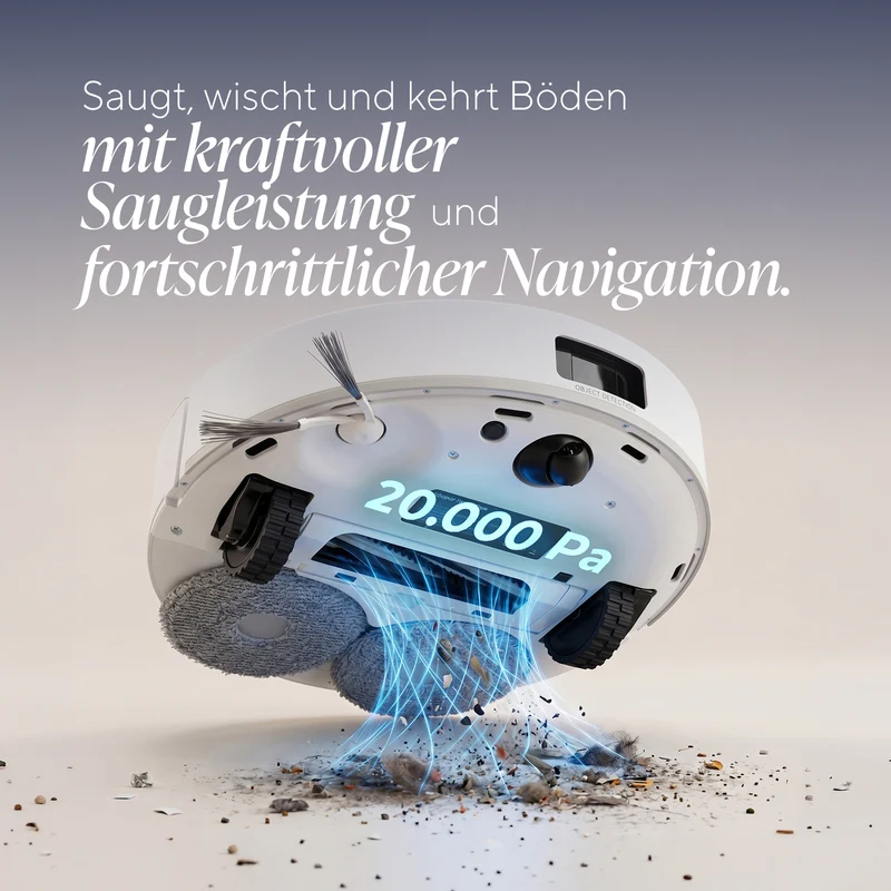 Saugroboter für Trocken- und Nassreinigung mit Selbstreinigungsstation inkl. Mopp-Reinigung SmartClean All-in-One-Station PRO Series