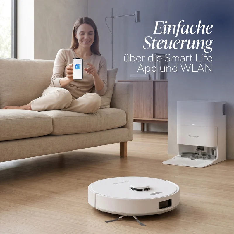 Saugroboter für Trocken- und Nassreinigung mit Selbstreinigungsstation inkl. Mopp-Reinigung SmartClean All-in-One-Station PRO Series