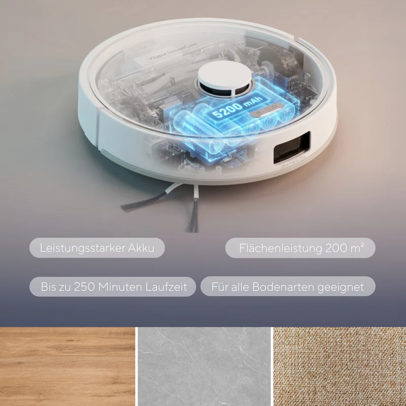 Saugroboter für Trocken- und Nassreinigung mit Selbstreinigungsstation inkl. Mopp-Reinigung SmartClean All-in-One-Station PRO Series
