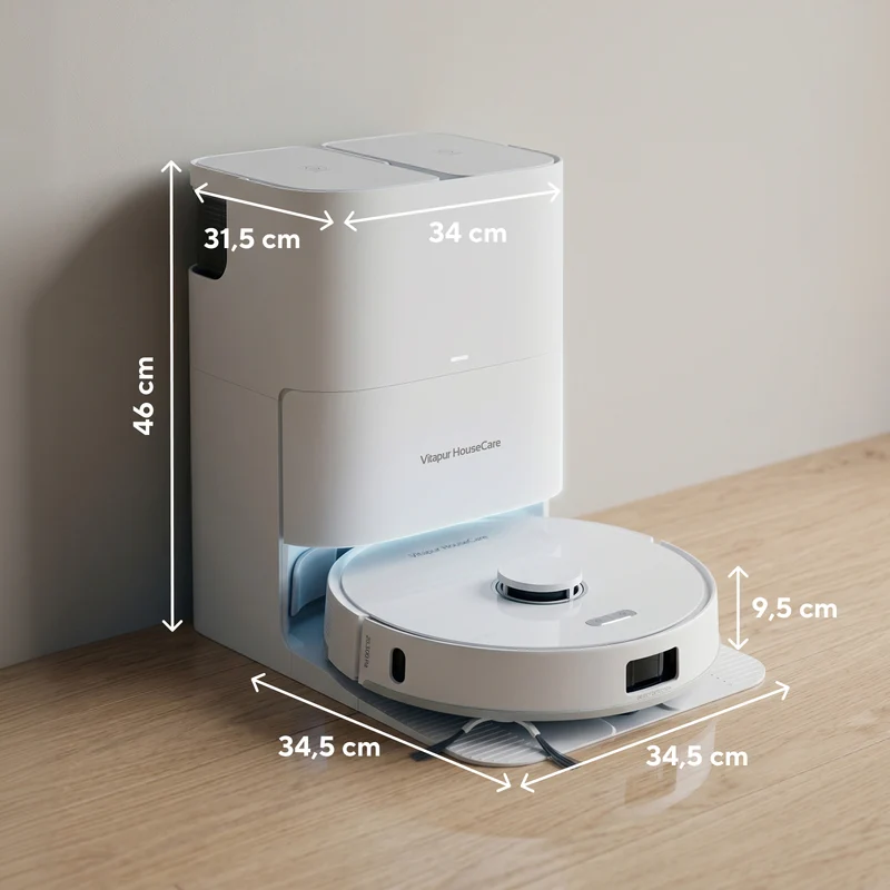 Saugroboter für Trocken- und Nassreinigung mit Selbstreinigungsstation inkl. Mopp-Reinigung SmartClean All-in-One-Station PRO Series