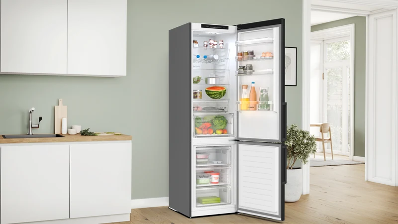 Bosch KGN39OXBT Kühl-Gefrierkombination 368L Edelstahl Schwarz NoFrost