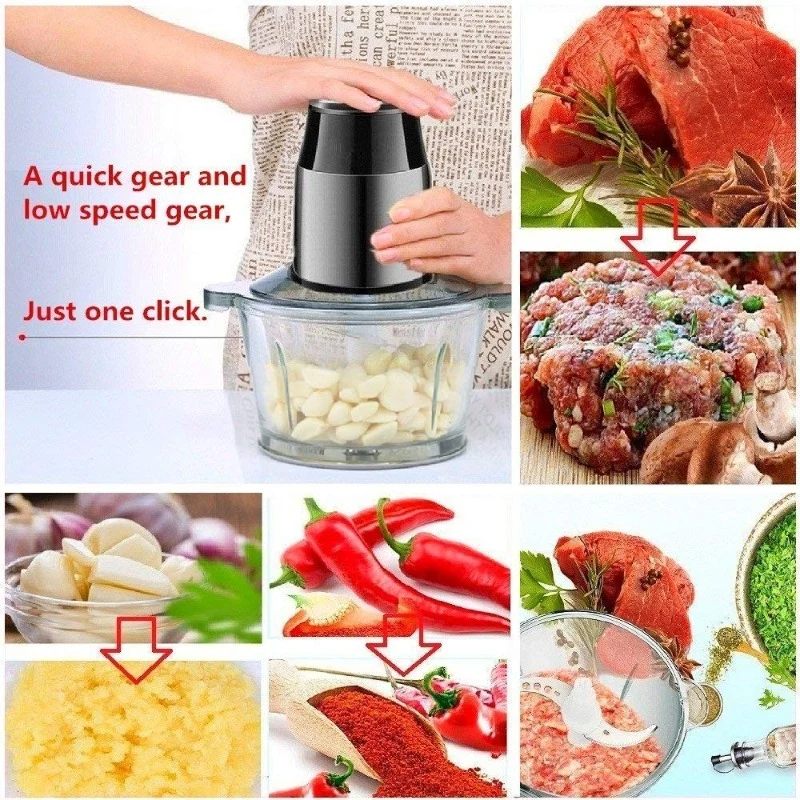 MITSHU Food Chopper with Glass Bowl 1.8 L