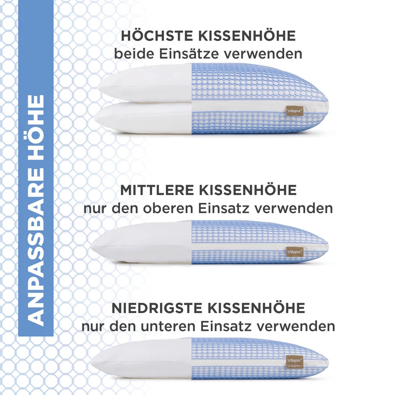 2 x Hybridkissen Vitapur MemoElite Classic – 40 x 80 cm