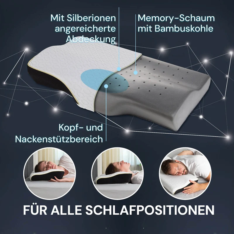 2 x anatomisches Anti-Schnarch-Kissen Vitapur MemoSilver Ionity – 57 x 34 cm