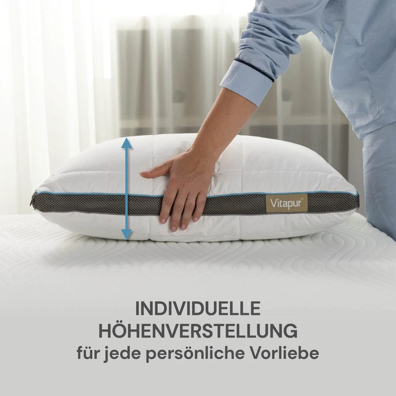 2 x Vitapur MemoSilver Premium Hybridkissen – 50 x 70 cm