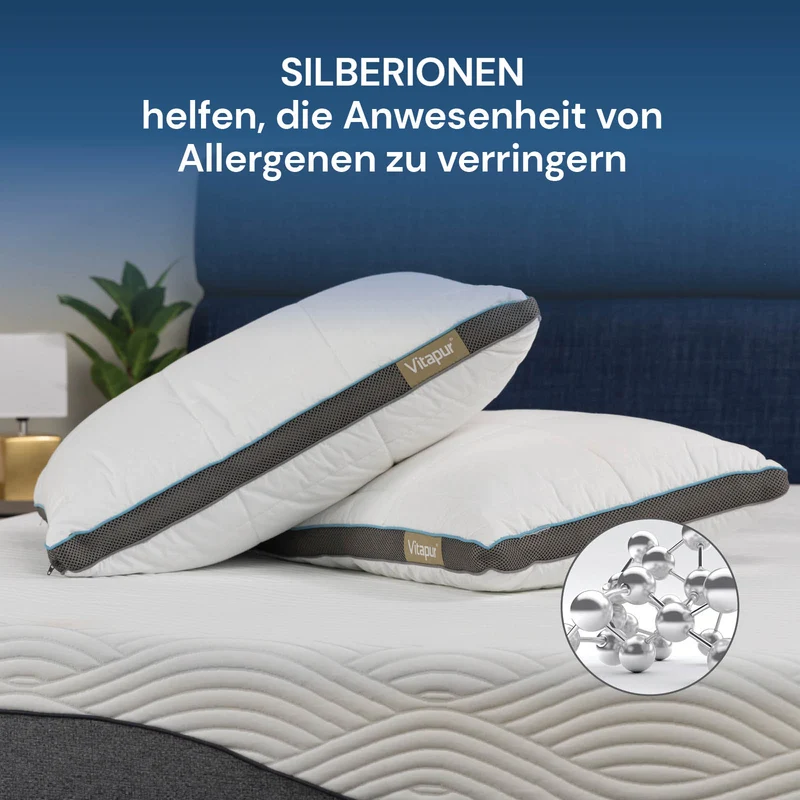 2 x Vitapur MemoSilver Premium Hybridkissen – 50 x 70 cm