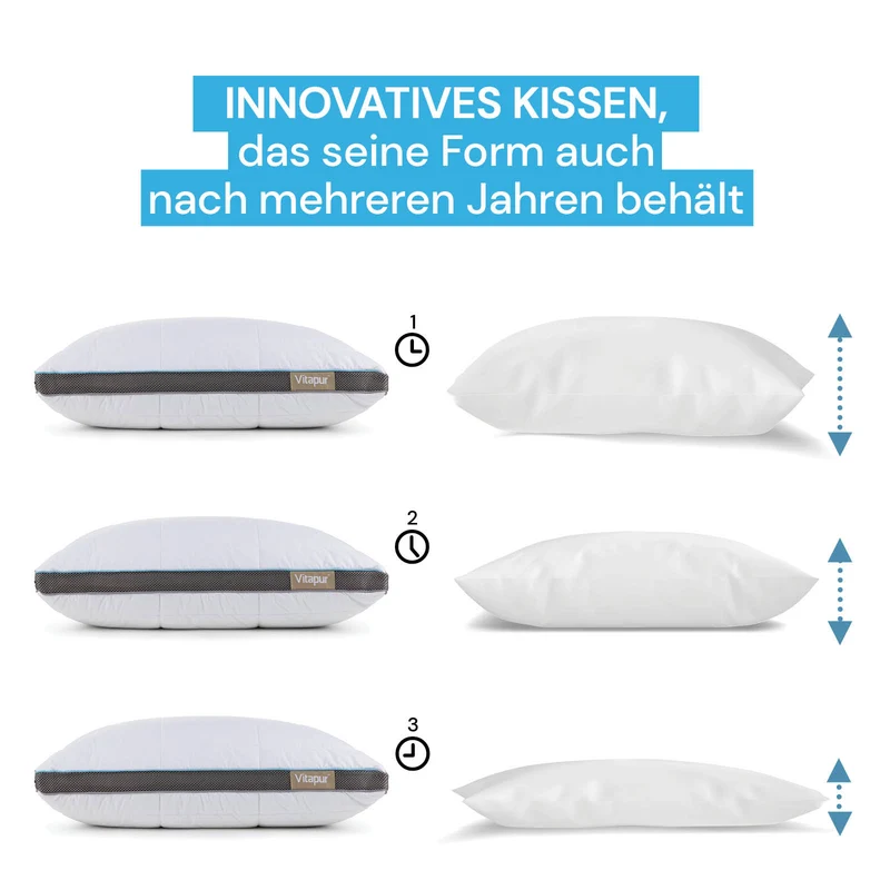 2 x Vitapur MemoSilver Premium Hybridkissen – 50 x 70 cm