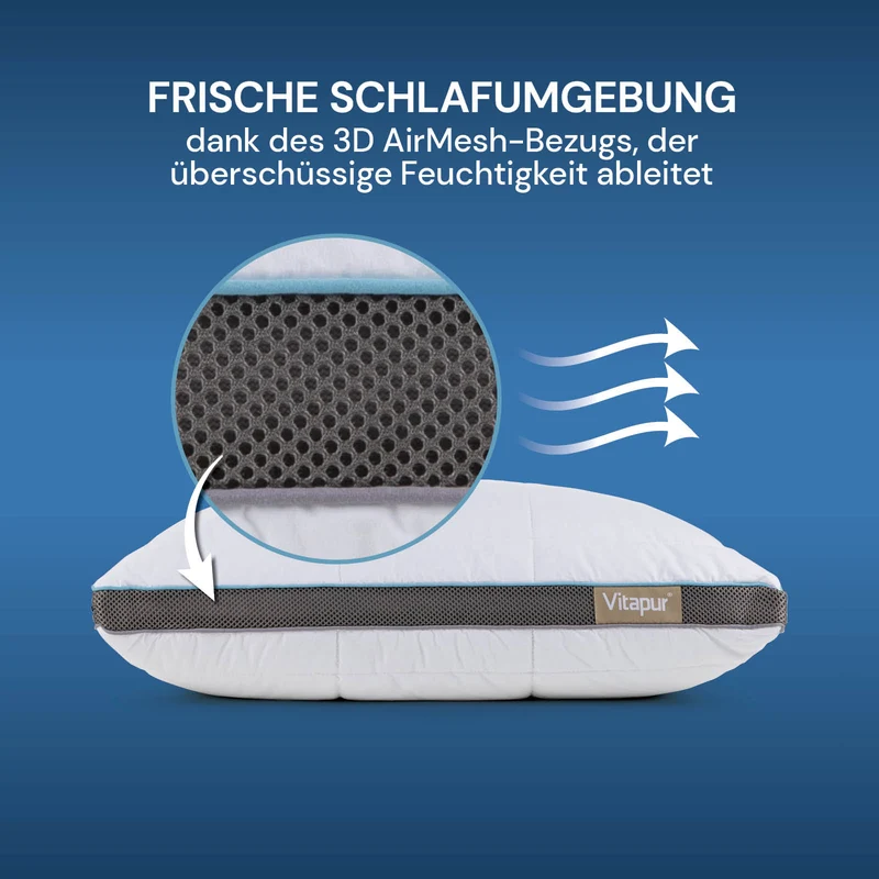 2 x Vitapur MemoSilver Premium Hybridkissen – 50 x 70 cm