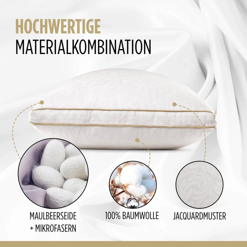 2 x höheres klassisches Seidenkissen Victoria's Silk – 50 x 70 cm