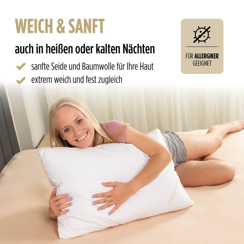 2 x höheres klassisches Seidenkissen Victoria's Silk – 50 x 70 cm