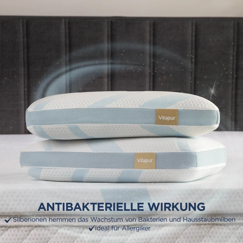 2 x Vitapur MemoSilver Premium Fresh Kissen mit Kühleffekt – 40 x 60 cm