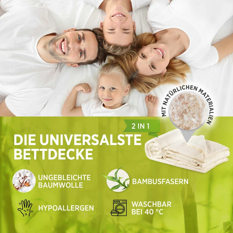 2 x Bettdecke Vitapur Bamboo 4 Jahreszeiten mit Bambusfasern