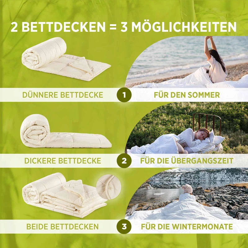2 x Bettdecke Vitapur Bamboo 4 Jahreszeiten mit Bambusfasern