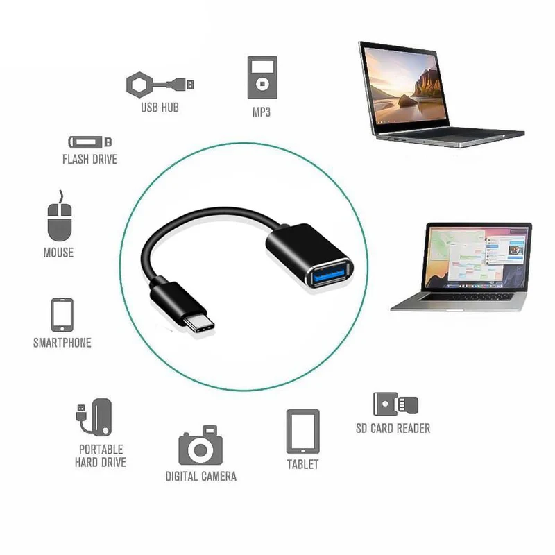 USB Female 3.0 to Type C Male OTG 0.3 m Cable