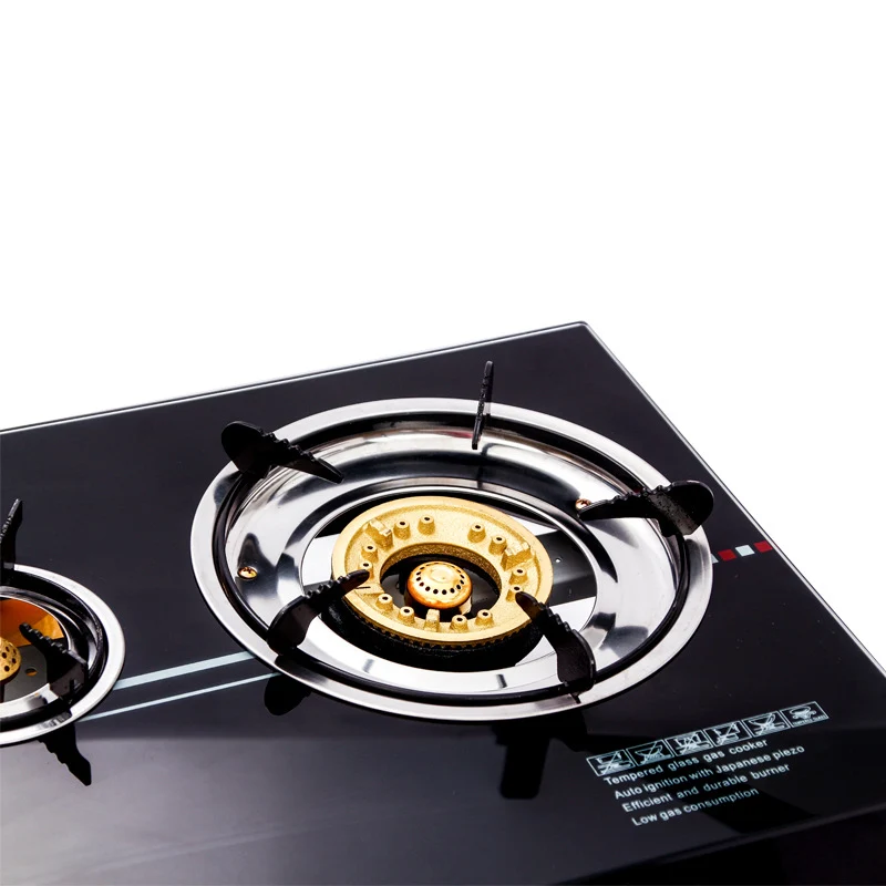 Glass Top CAMY Two Burner Gas Cooker Auto Ignition