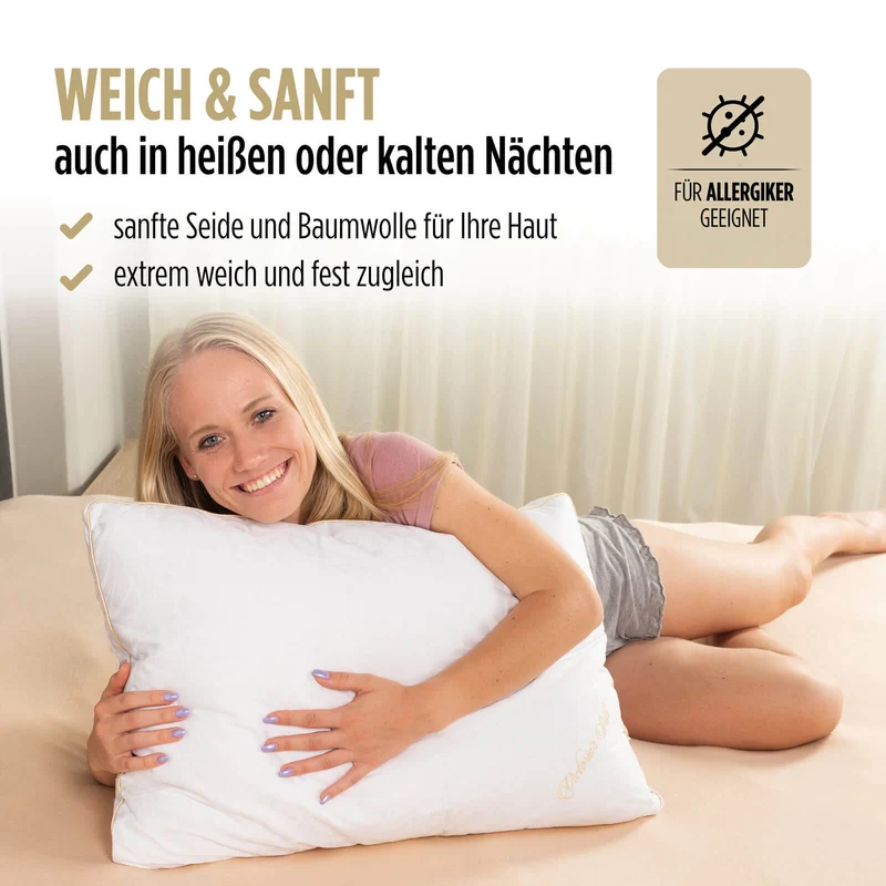 2 x niedriges klassisches Seidenkissen Victoria's Silk – 50 x 70 cm