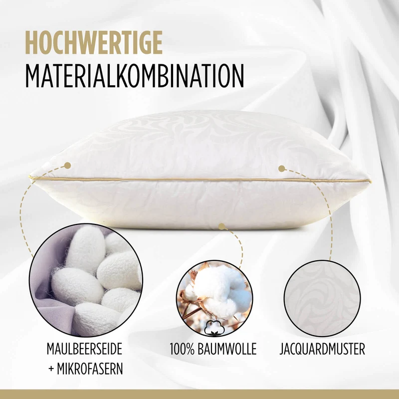 2 x niedriges klassisches Seidenkissen Victoria's Silk – 50 x 70 cm