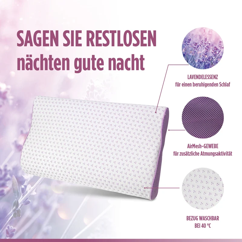 2 x anatomisches Kissen aus Memory-Schaum Vitapur Lavender Memory – 30 x 50 cm