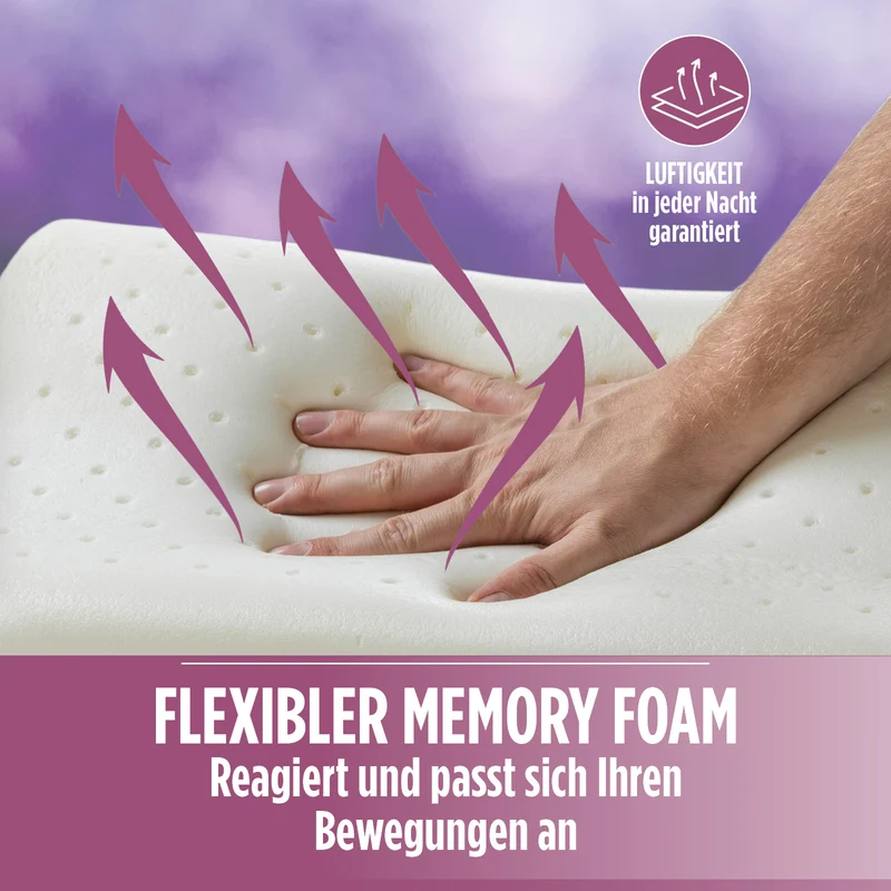 2 x anatomisches Kissen aus Memory-Schaum Vitapur Lavender Memory – 30 x 50 cm