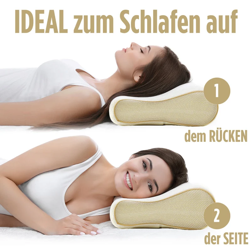2 x anatomisches Kopfkissen aus Memory-Schaum MemoDream – 32 x 52 cm