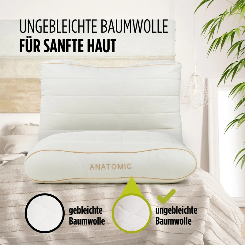2 x anatomisches Kopfkissen Bamboo mit Bambusfasern – 50 x 70 cm