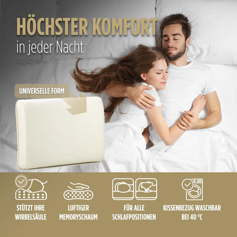2 x Memory-Schaum Kopfkissen MemoDream Classic – 37 x 52cm