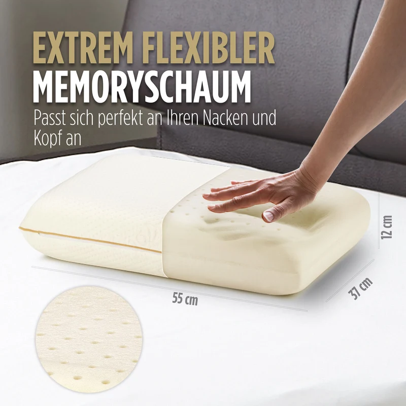2 x Memory-Schaum Kopfkissen MemoDream Classic – 37 x 52cm