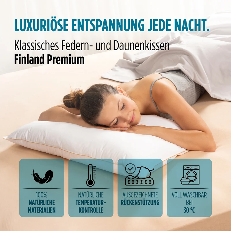 2 x klassisches Federn- und Daunenkissen Vitapur Finland Premium – 50 x 70 cm