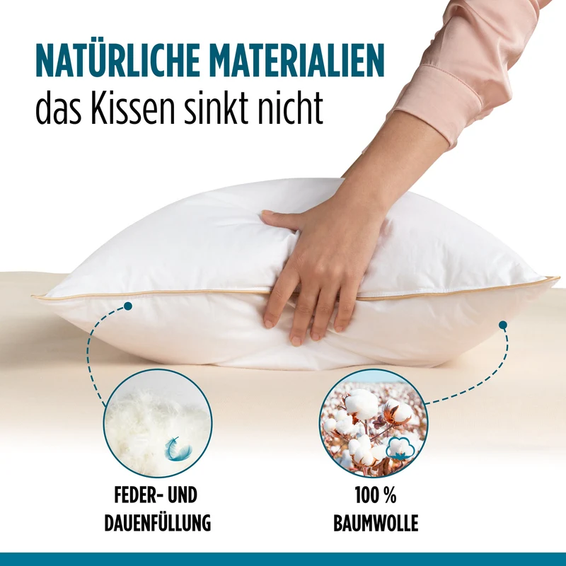 2 x klassisches Federn- und Daunenkissen Vitapur Finland Premium – 50 x 70 cm