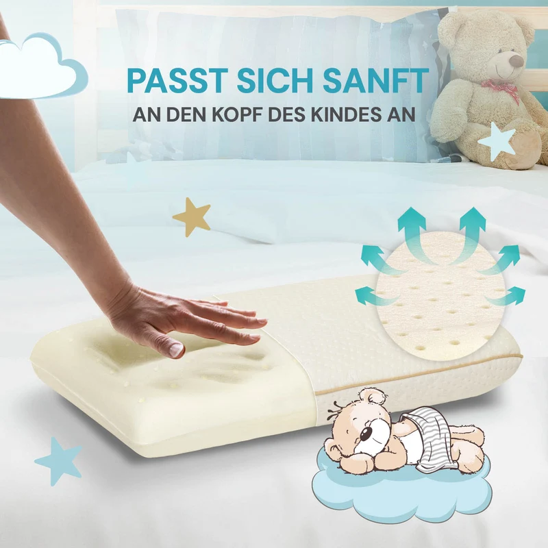 2 x Kinder Memory-Schaum Kopfkissen MemoDream Junior – 30 x 50 x 5 cm