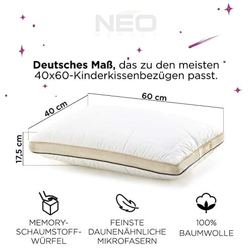 2 x Hybrid Kinderkopfkissen NEO Junior – 40 x 60 cm