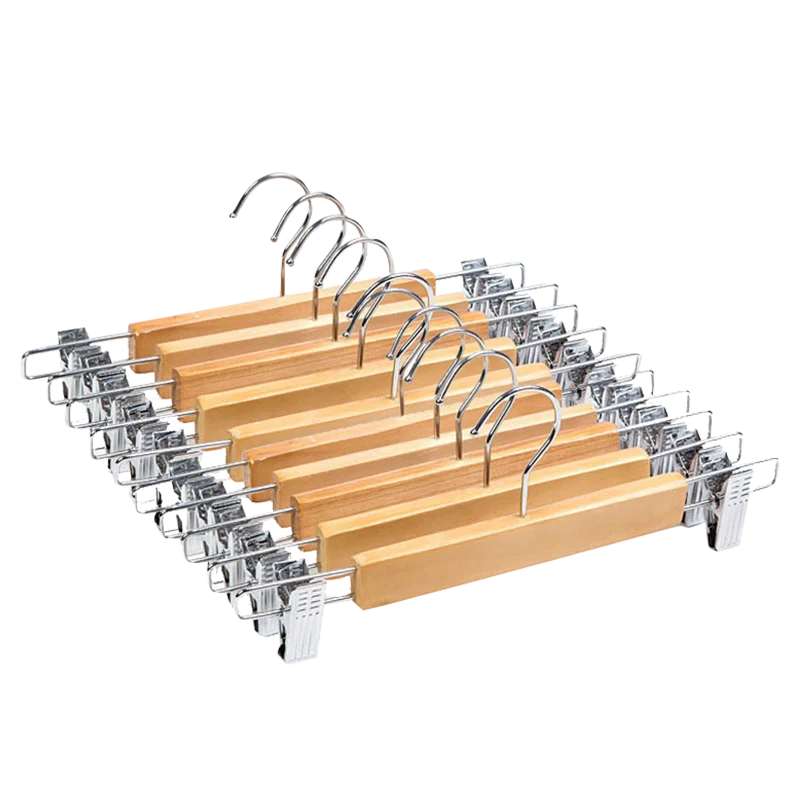 3PCS Wooden Jeans Hanger with Clip