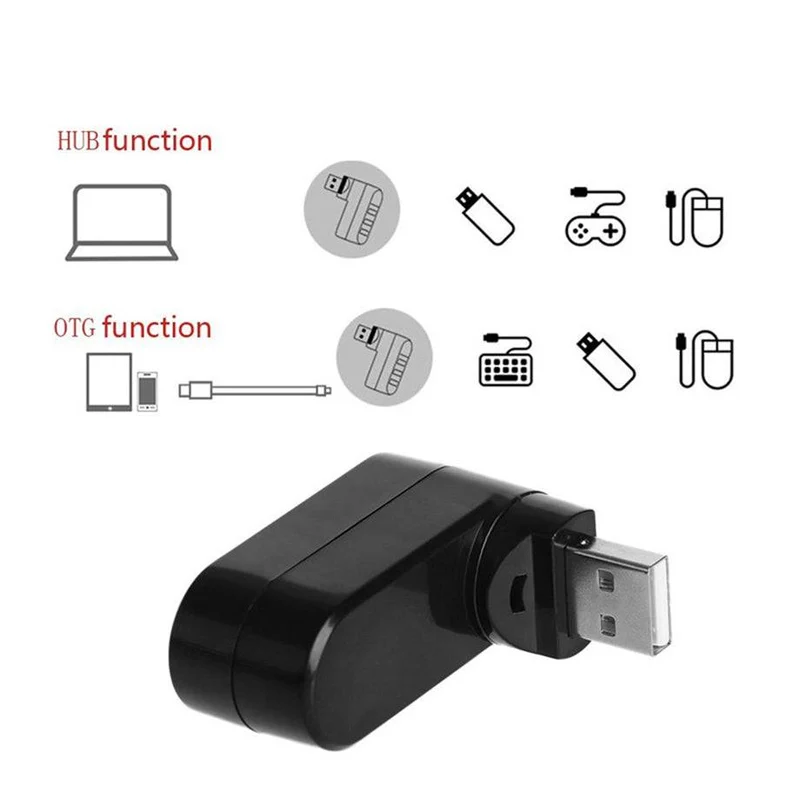 3 Port Rotatable USB Adapter