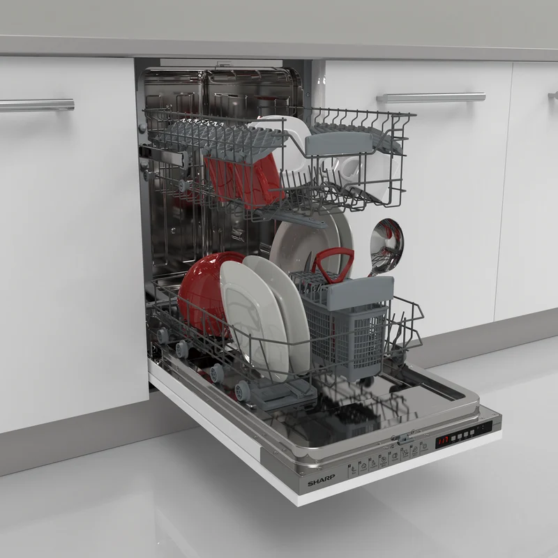 SHARP QW-I1GI47EX Integrated 45cm Dishwasher 10PS 47 db E Class with Hygiene Technology