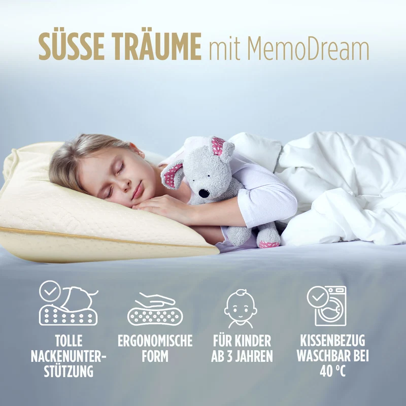2 x Kinder Memory-Schaum Kopfkissen MemoDream Junior – 30 x 50 cm