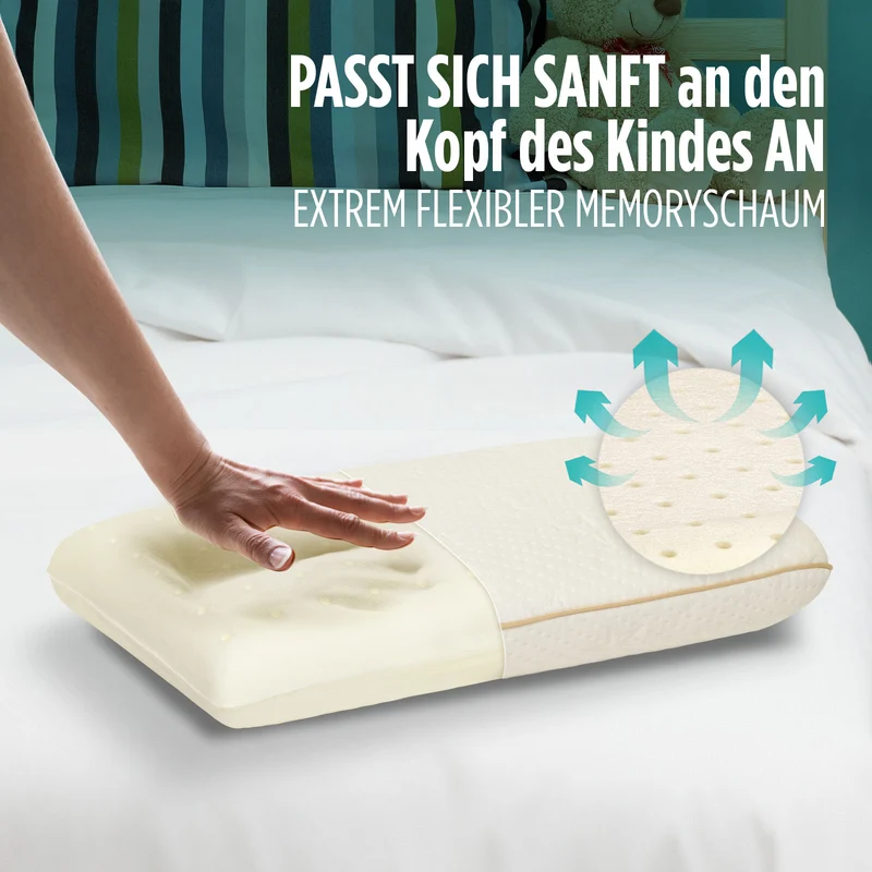 2 x Kinder Memory-Schaum Kopfkissen MemoDream Junior – 30 x 50 cm