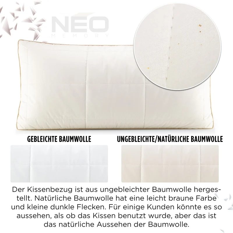2 x Hybrid Kopfkissen NEO Bamboo Memory – 40 x 80 cm