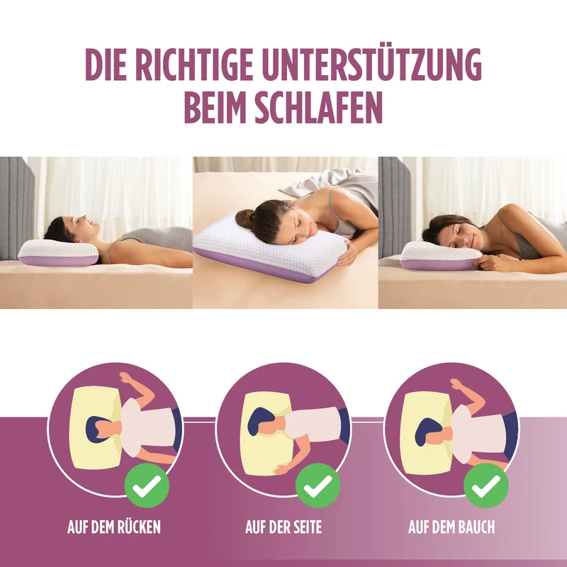 2 x klassisches Memory-Schaum Kissen Lavender Memory – 40 x 55 cm