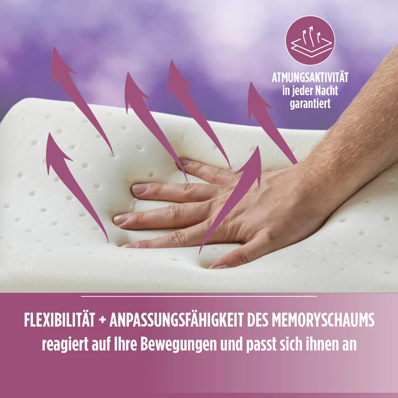 2 x klassisches Memory-Schaum Kissen Lavender Memory – 40 x 55 cm