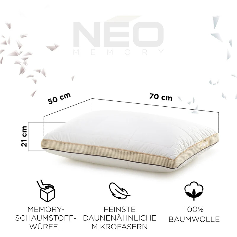 2 x Hybrid Kopfkissen NEO Bamboo Memory – 50 x 70 cm