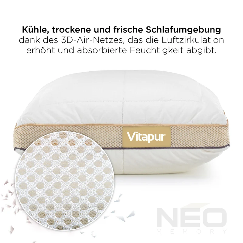 2 x Hybrid Kopfkissen NEO Bamboo Memory – 50 x 70 cm